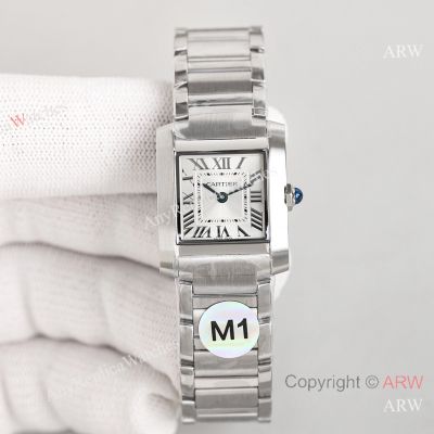 High Quality Replica CARTIER TANK FRANCAISE Silver Imported 316F Stainless Steel Strap Silver Brushed Face Dial Silver Imported 316F Stainless Steel Case Watch 25.7mm